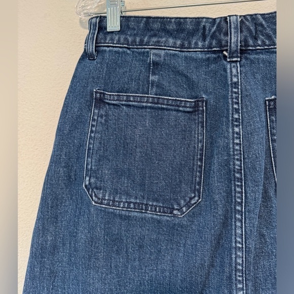 Madewell Utility Denim Zipper Front 70s Hippie Mini Blue Jean Skirt Size 26 - Picture 8 of 12